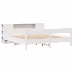 vidaXL Bookcase Bed without Mattress Bed Base White 200x200cm Solid Wood Pine - Additional view 2