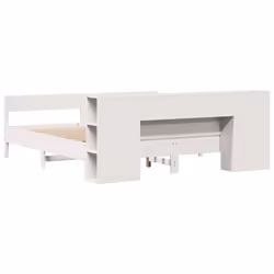 vidaXL Bookcase Bed without Mattress Bed Base White 200x200cm Solid Wood Pine - Additional view 5