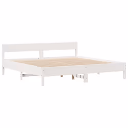 vidaXL Bookcase Bed without Mattress Bed Base White 200x200cm Solid Wood Pine - Additional view 7