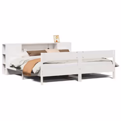vidaXL Bookcase Bed without Mattress Bed White Super King Solid Wood Pine