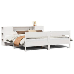 vidaXL Bookcase Bed without Mattress Bed White Super King Solid Wood Pine