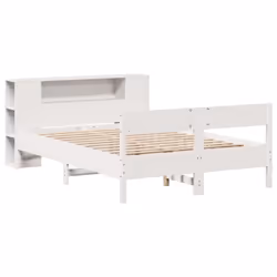 vidaXL Bookcase Bed without Mattress Bed Base White 160x200cm Solid Wood Pine - Additional view 2