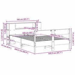 vidaXL Bookcase Bed without Mattress Bed Base White 160x200cm Solid Wood Pine - Additional view 3