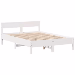 vidaXL Bookcase Bed without Mattress Bed Base White 160x200cm Solid Wood Pine - Additional view 7
