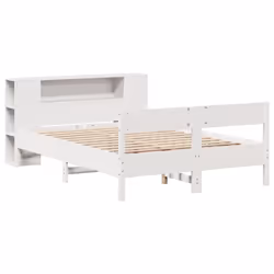 vidaXL Bookcase Bed without Mattress Bed Base White King Size Solid Wood Pine - Additional view 2