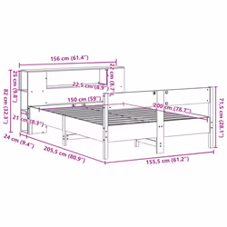 vidaXL Bookcase Bed without Mattress Bed Base White King Size Solid Wood Pine - Additional view 3