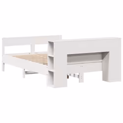 vidaXL Bookcase Bed without Mattress Bed Base White King Size Solid Wood Pine - Additional view 5