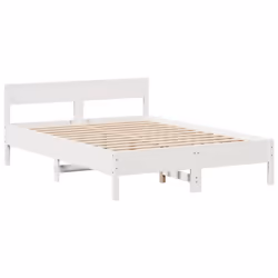 vidaXL Bookcase Bed without Mattress Bed Base White King Size Solid Wood Pine - Additional view 7