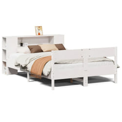 vidaXL Bookcase Bed without Mattress Bed Base White 140x200cm Solid Wood Pine