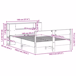 vidaXL Bookcase Bed without Mattress Bed Base White 140x190cm Solid Wood Pine