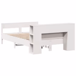 vidaXL Bookcase Bed without Mattress Bed Base White 140x190cm Solid Wood Pine - Additional view 5