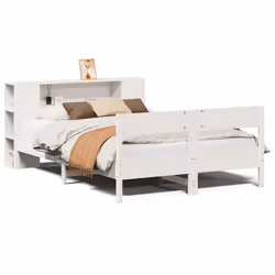 vidaXL Bookcase Bed without Mattress White 135x190 cm Double Solid Wood Pine