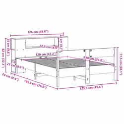 vidaXL Bookcase Bed without Mattress 120x190 cm Small Double Solid Wood Pine