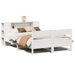 vidaXL Bookcase Bed without Mattress Bed White Small Double Solid Wood Pine