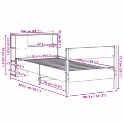 vidaXL Bookcase Bed without Mattress Bed Base White 100x200cm Solid Wood Pine