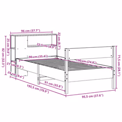 vidaXL Bookcase Bed without Mattress White 90x190 cm Single Solid Wood Pine