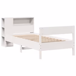 vidaXL Bookcase Bed without Mattress Bed White Small Single Solid Wood Pine