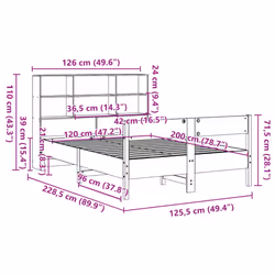 vidaXL Bookcase Bed without Mattress Bed Solid Wood Pine - white, 120 x 200 cm