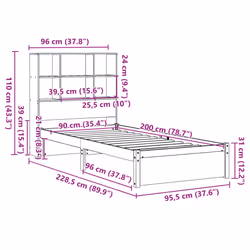 vidaXL Bookcase Bed without Mattress Bed Solid Wood Pine - white, 90 x 200 cm