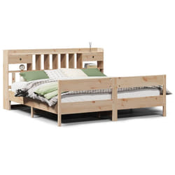 vidaXL Bookcase Bed without Mattress Home Bed Frame Solid Wood Pine - natural, 200 x 200 cm