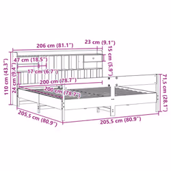 vidaXL Bookcase Bed without Mattress Home Bed Frame Solid Wood Pine - natural, 200 x 200 cm