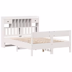 vidaXL Bookcase Bed without Mattress Home Bed Frame Solid Wood Pine - white, 160 x 200 cm - Additional view 2