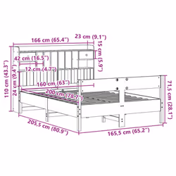 vidaXL Bookcase Bed without Mattress Home Bed Frame Solid Wood Pine - white, 160 x 200 cm - Additional view 3
