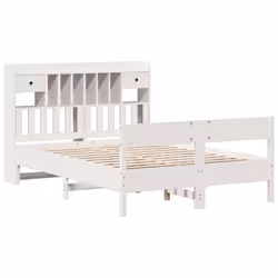 vidaXL Bookcase Bed without Mattress Home Bed Frame Solid Wood Pine - white, 150 x 200 cm - Additional view 2
