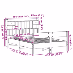 vidaXL Bookcase Bed without Mattress Home Bed Frame Solid Wood Pine - white, 150 x 200 cm - Additional view 3