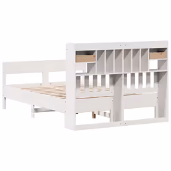 vidaXL Bookcase Bed without Mattress Home Bed Frame Solid Wood Pine - white, 150 x 200 cm - Additional view 5