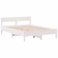 vidaXL Bookcase Bed without Mattress Home Bed Frame Solid Wood Pine - white, 150 x 200 cm - Additional view 7