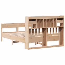 vidaXL Bookcase Bed without Mattress Home Bed Frame Solid Wood Pine - natural, 140 x 200 cm - Additional view 5