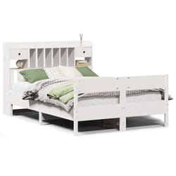 vidaXL Bookcase Bed without Mattress Home Bed Frame Solid Wood Pine - white, 140 x 200 cm