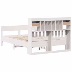 vidaXL Bookcase Bed without Mattress Home Bed Frame Solid Wood Pine - white, 140 x 200 cm - Additional view 5