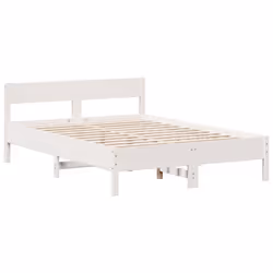 vidaXL Bookcase Bed without Mattress Home Bed Frame Solid Wood Pine - white, 140 x 200 cm - Additional view 7