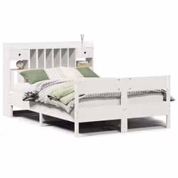vidaXL Bookcase Bed without Mattress Home Bed Frame Solid Wood Pine - white, 140 x 190 cm