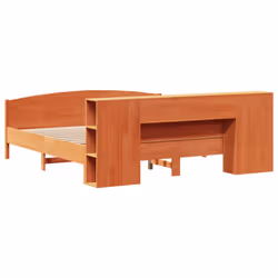vidaXL Bookcase Bed without Mattress Bed Wax Brown 200x200cm Solid Wood Pine - Additional view 5