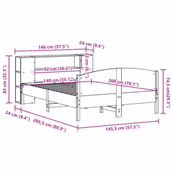 vidaXL Bookcase Bed without Mattress Bed Base White 140x200cm Solid Wood Pine