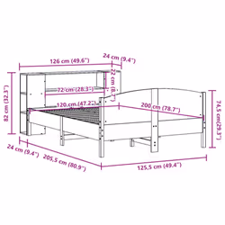 vidaXL Bookcase Bed without Mattress Home Bed Base 120x200cm Solid Wood Pine