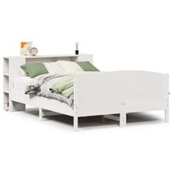 vidaXL Bookcase Bed without Mattress Bed Base White 120x200cm Solid Wood Pine