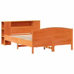 vidaXL Bookcase Bed without Mattress Bed Wax Brown 140x190cm Solid Wood Pine