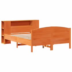 vidaXL Bookcase Bed without Mattress Bed Wax Brown 135x190cm Solid Wood Pine