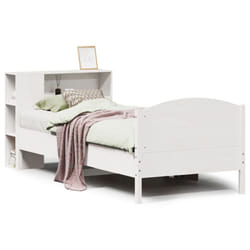 vidaXL Bookcase Bed without Mattress Bed Base White 100x200cm Solid Wood Pine