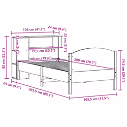 vidaXL Bookcase Bed without Mattress Bed Base White 100x200cm Solid Wood Pine