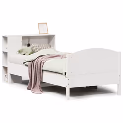 vidaXL Bookcase Bed without Mattress Bed White Small Single Solid Wood Pine