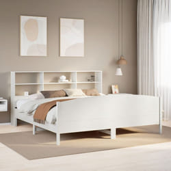 vidaXL Bookcase Bed without Mattress Bed White Super King Solid Wood Pine