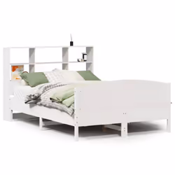 vidaXL Bookcase Bed without Mattress Bed Base White 160x200cm Solid Wood Pine