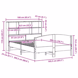 vidaXL Bookcase Bed without Mattress Bed Base White 160x200cm Solid Wood Pine