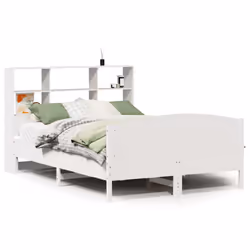 vidaXL Bookcase Bed without Mattress Bed Base White 140x200cm Solid Wood Pine