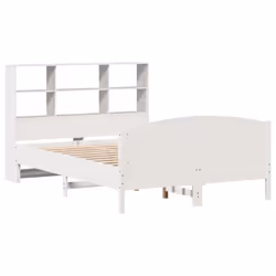 vidaXL Bookcase Bed without Mattress Bed Base White 140x200cm Solid Wood Pine